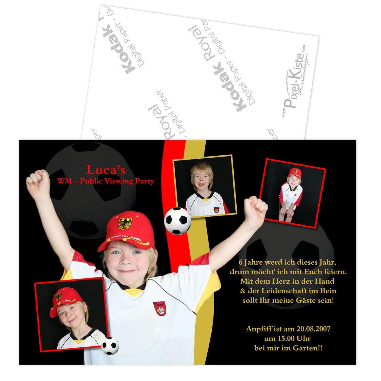 Einladungskarten zum Kindergeburtstag "Fußball"