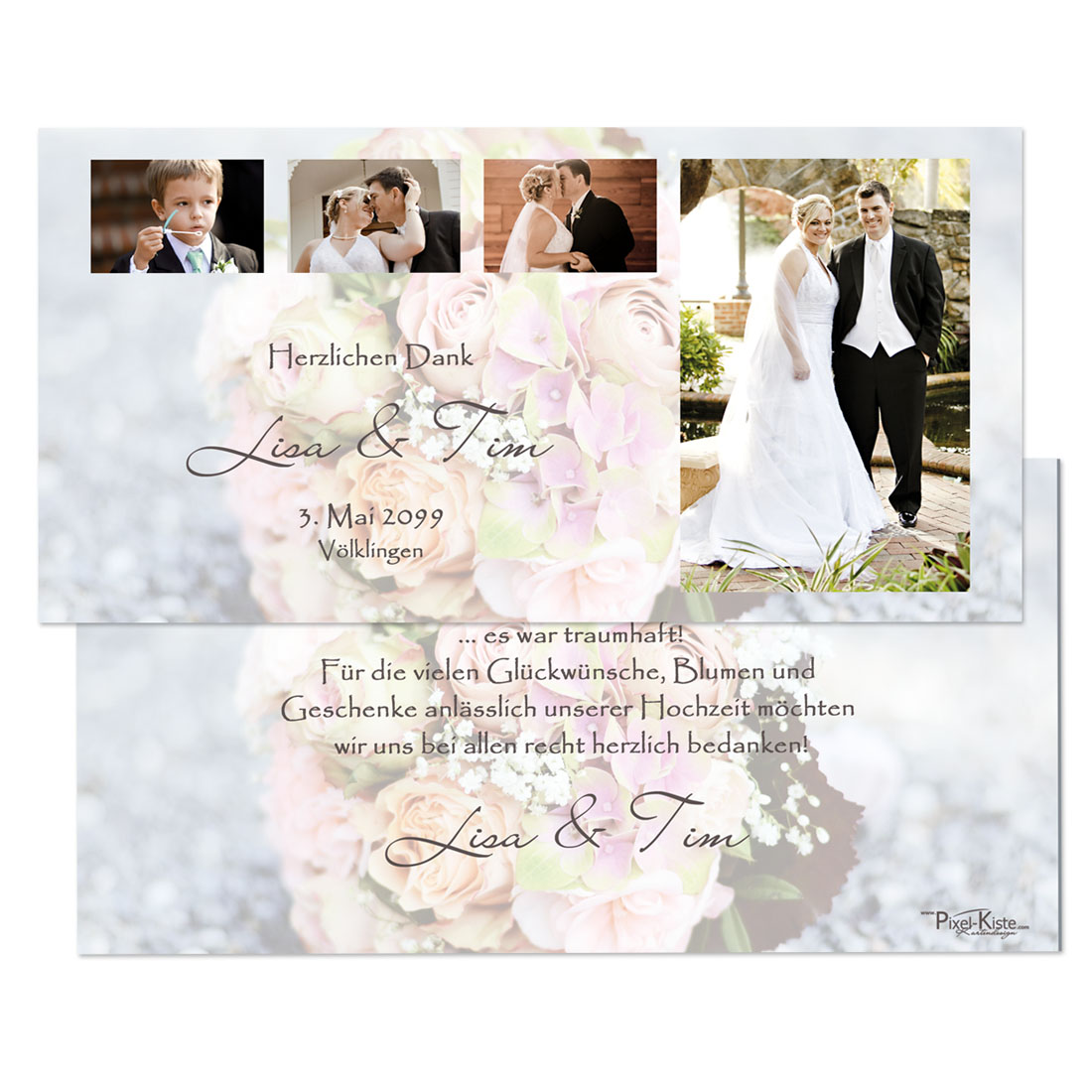 Danksagungen für die Hochzeit professionell gedruckt