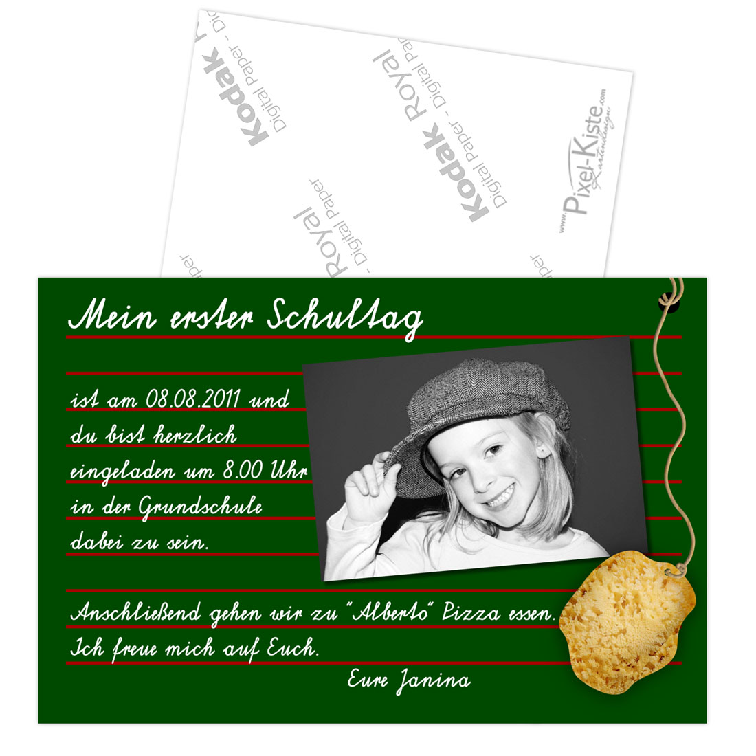 Originelle Einladungskarte zur Einschulung "Schiefertafel"