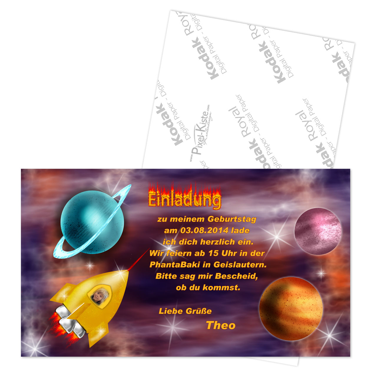 8 Einladungskarten Weltraum Weltall Geburtstag Kindergeburtstag Einladungen 