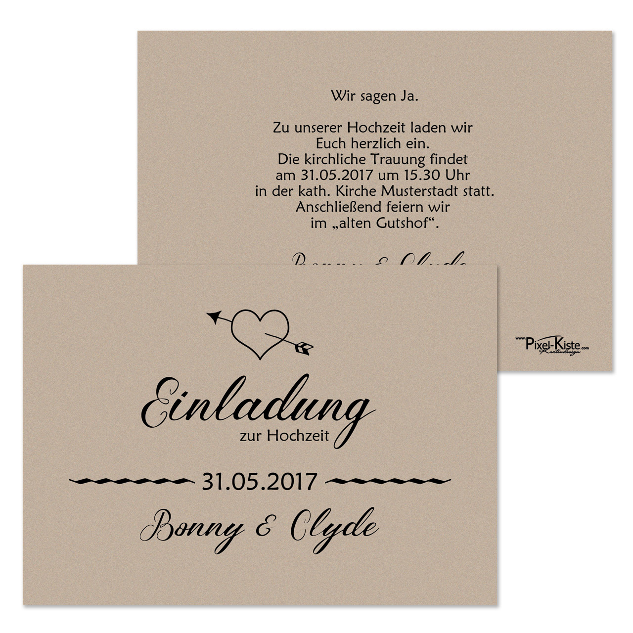 Einladungskarten Hochzeit Vintage Retro