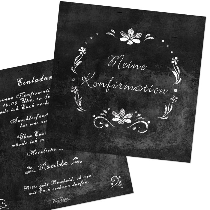 Einladungskarten Kommunion Konfirmation Chalkboard Kreide