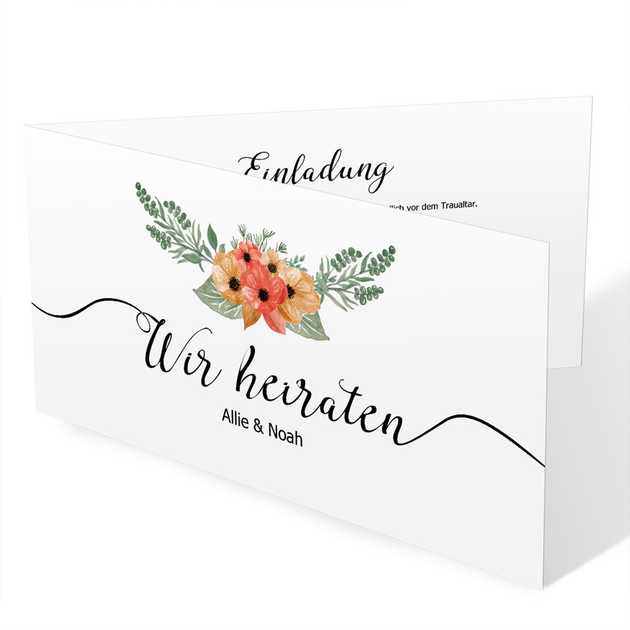 Einladungskarten Hochzeit Blumen Bluten