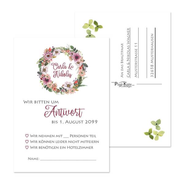 RSVP-Karten Hochzeit Antwortkarten mit floralem Design