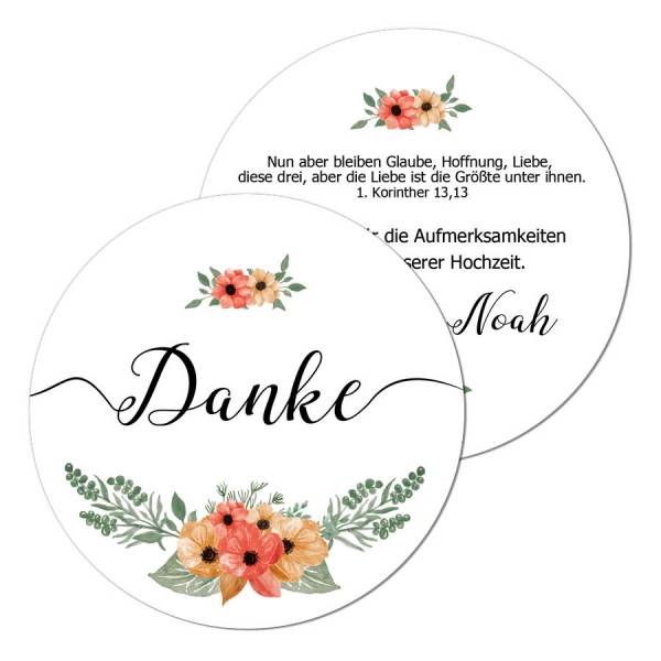 runde Geschenkanhänger florales Design Hochzeit drucken