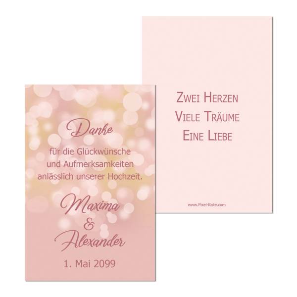 Anhänger Gastgeschenk Hochzeit rosegold Bokeh