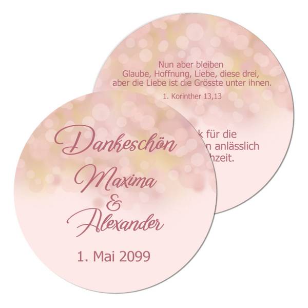 Anhänger Gastgeschenke Hochzeit rosegold Bokeh