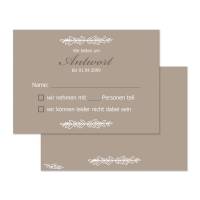 RSVP-Karten Antwortkarten zur Hochzeit vintage beige braun