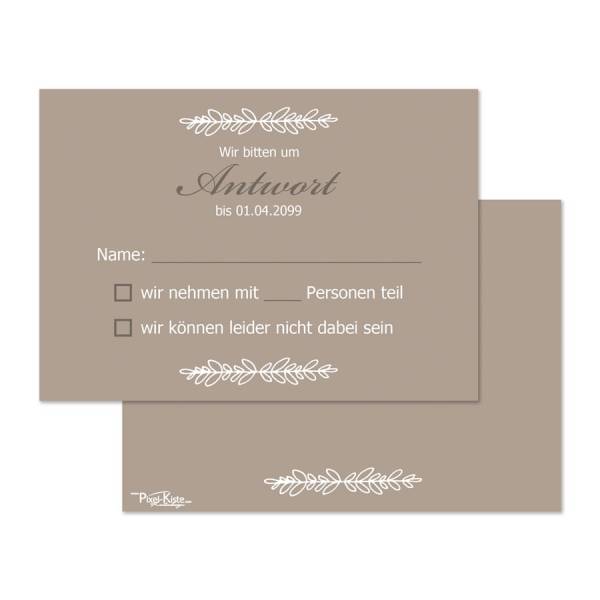 RSVP-Karten Antwortkarten zur Hochzeit vintage beige braun