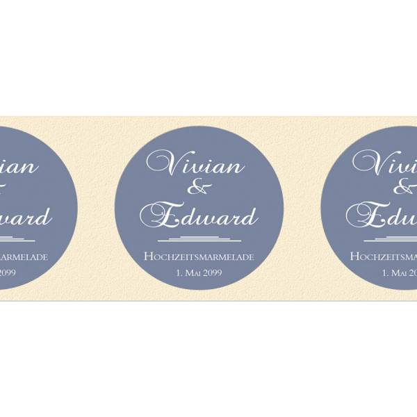 elegante runde Aufkleber für Gastgeschenke Hochzeit «Vivian & Edward»