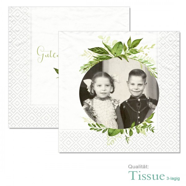 Geburtstagsservietten mit Foto "Greenery" Tissue-Material