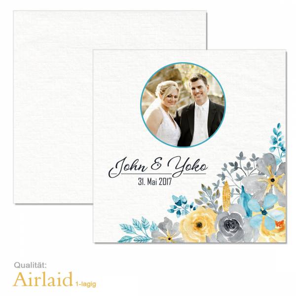 bedruckte Servietten Hochzeit Aquarell Blumen Airlaid