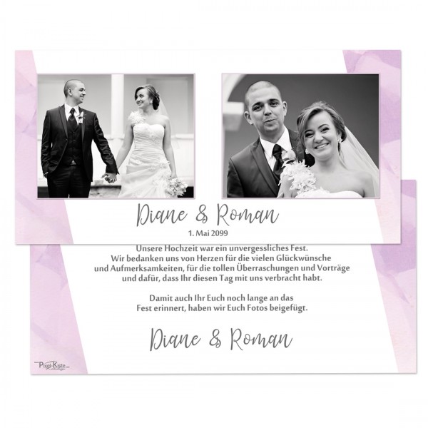 Danksagungskarten für die Hochzeit in Pastelltönen drucken lassen