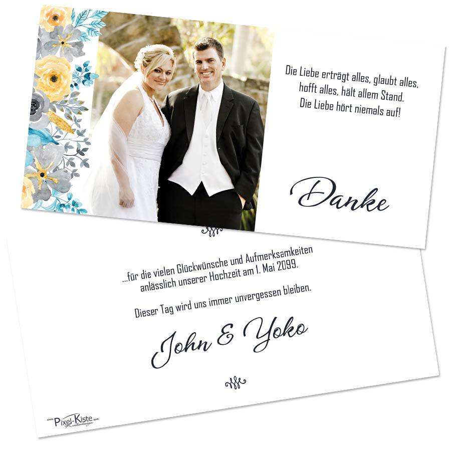 Danksagungskarten zur Hochzeit traumhafte Designs drucken