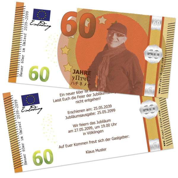 Geldschein Banknote 60 Geburtstag Neuer Sechziger