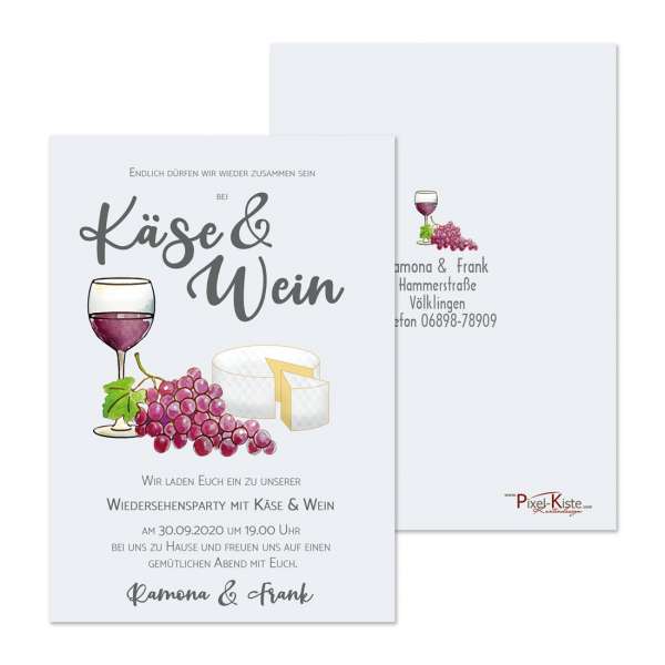 Einladungskarte "Käse & Wein"