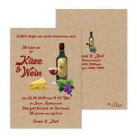 Einladungskarte zu "Käse & Wein" für das Treffen mit Freunden
