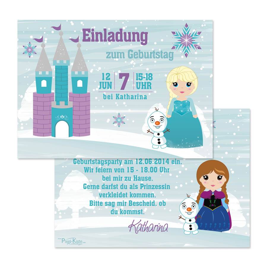 Einladungskarten Eisprinzessin drucken lassen