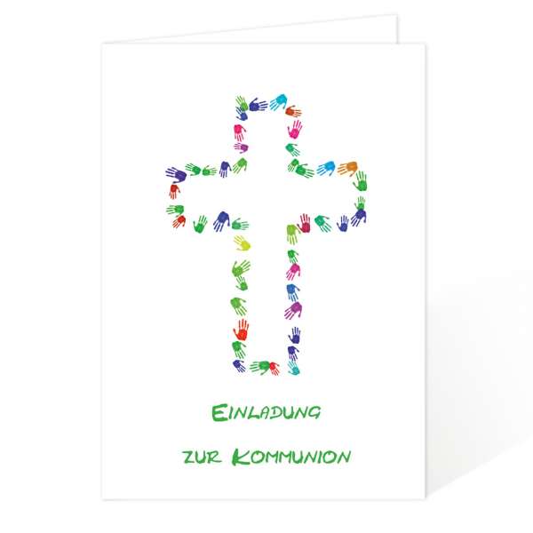 Einladungen Erstkommunion mit Kreuz aus Händen