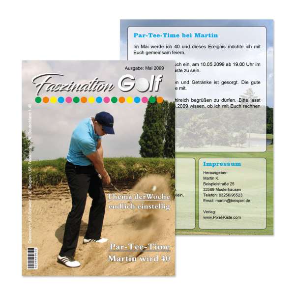 Einladungskarten Geburtstag Golf-Zeitschrift Magazin 