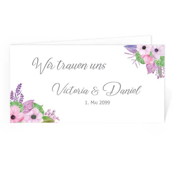 romantische Einladungskarten zur Hochzeit «Victoria & Daniel»