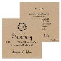 quadratische Einladungen Hochzeit Vintage-Style "Romeo & Julia"