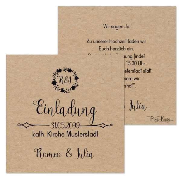 Quadratische Einladungen Hochzeit Vintage Style