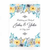 Einladungskarte Hochzeit Aquarell-Blumen "John & Yoko"