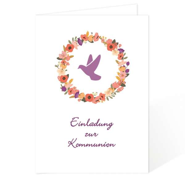 Einladungskarten Erstkommunion Blumenkranz