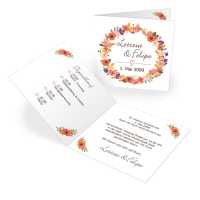 Einladungskarten zur Hochzeit Blütenkranz drucken