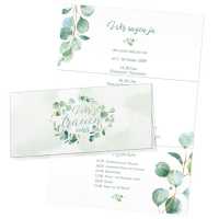 traumhafte Einladungskarten zur Hochzeit mit Eukalyptus im Wickelfalz-Format