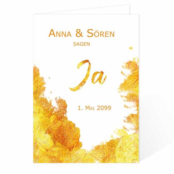 Einladungskarten zur Hochzeit Gold Watercolor drucken