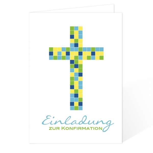 Einladungskarten Konfirmation Kommunion Mosaik-Kreuz