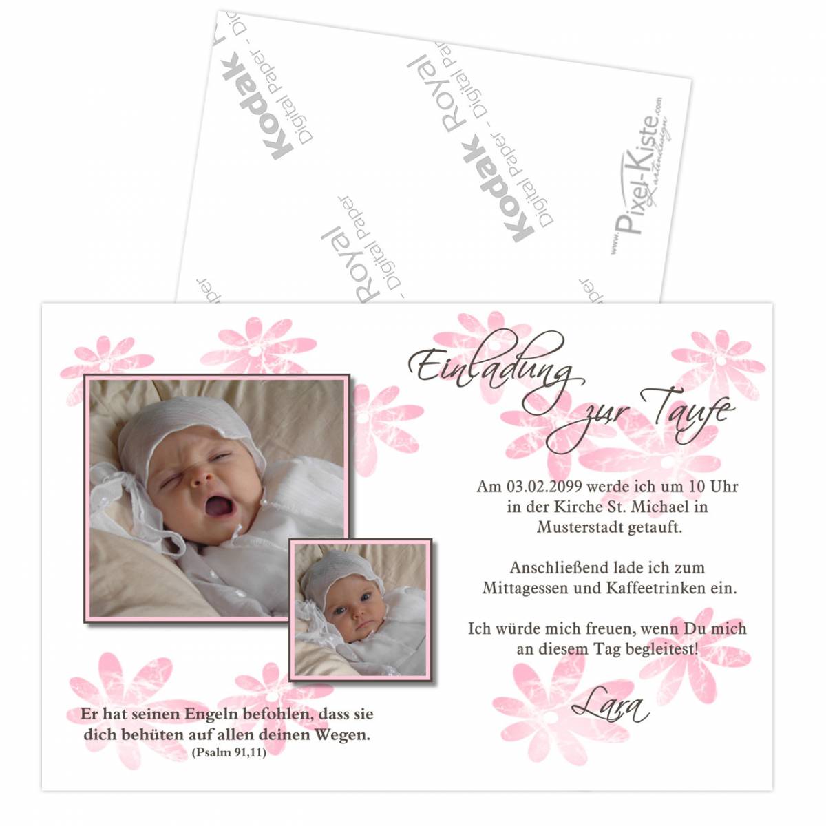 Einladungskarten zur Taufe rosa oder blau gestalten