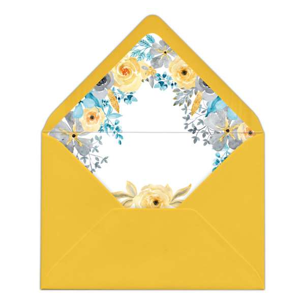 Envelope Liner Briefumschlag-Inlett mit Blüten Hochzeit gedruckt