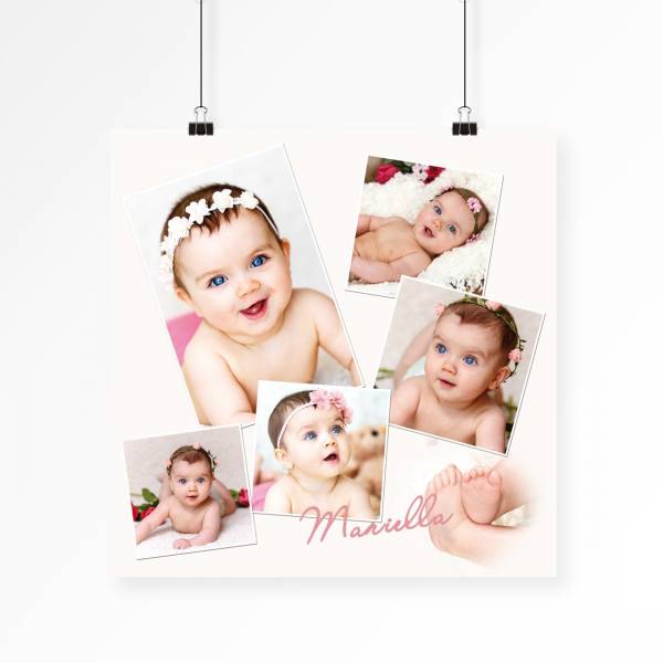 Poster mit Babyfoto-Collage quadratisch