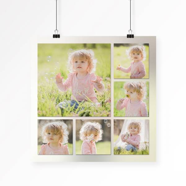 quadratisches Poster mit Collage aus Babyfotos