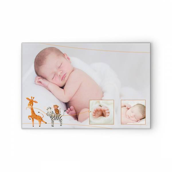 Fotoleinwand Baby "Little Friends" mit Wildtieren