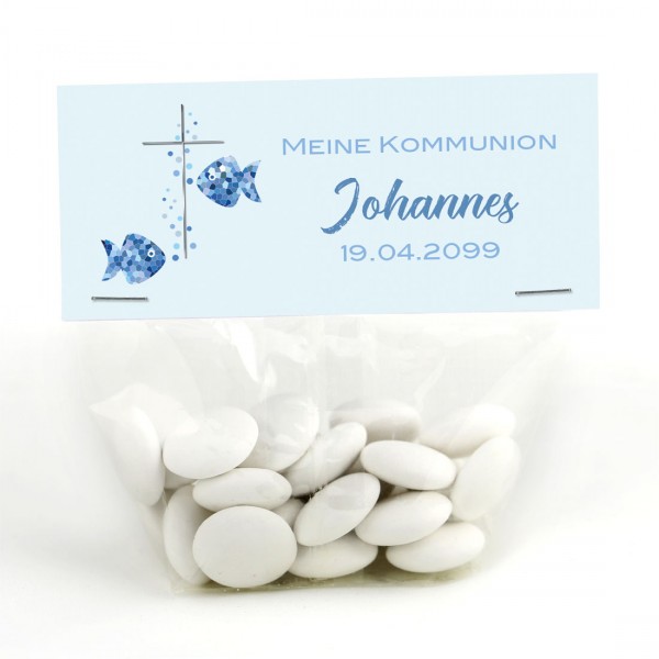 personalisierte Gastgeschenke / Bonbonieren zur Kommunion "Fische"