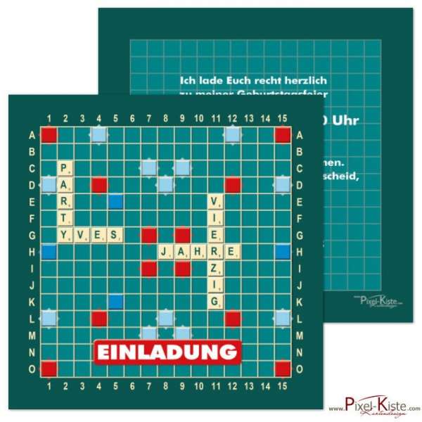 Einladung Geburtstag Scrabble