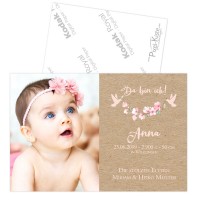 Geburtsanzeigen für Mädchen mit Blüten in rosa Anna/Aaron