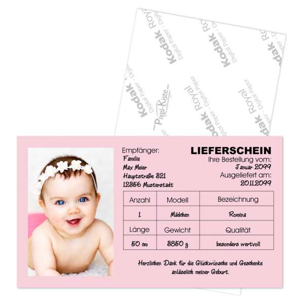 Babykarten "Lieferschein"