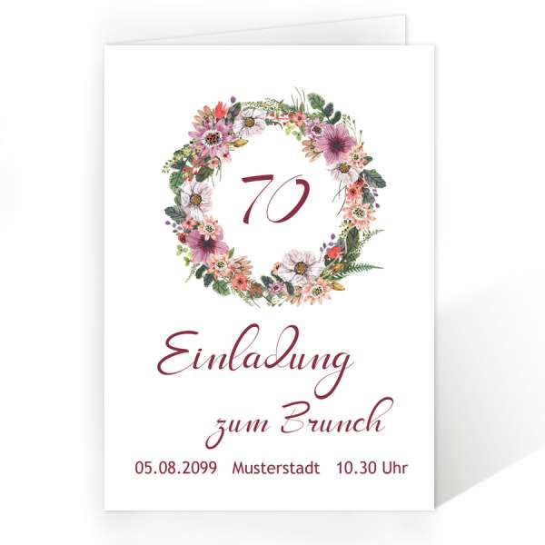 Einladungen runder Geburtstag 60. 70. 80. 90. mit Blumen