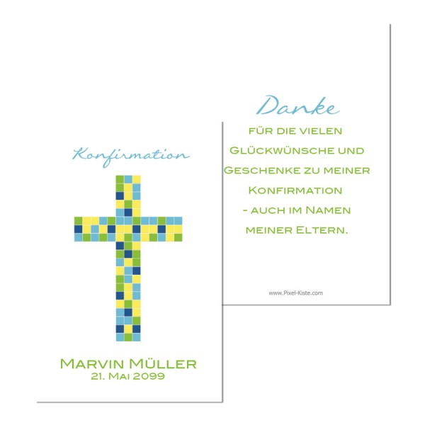 Geschenkanhänger für Gastgeschenk Kommunion Konfirmation Mosaik Kreuz