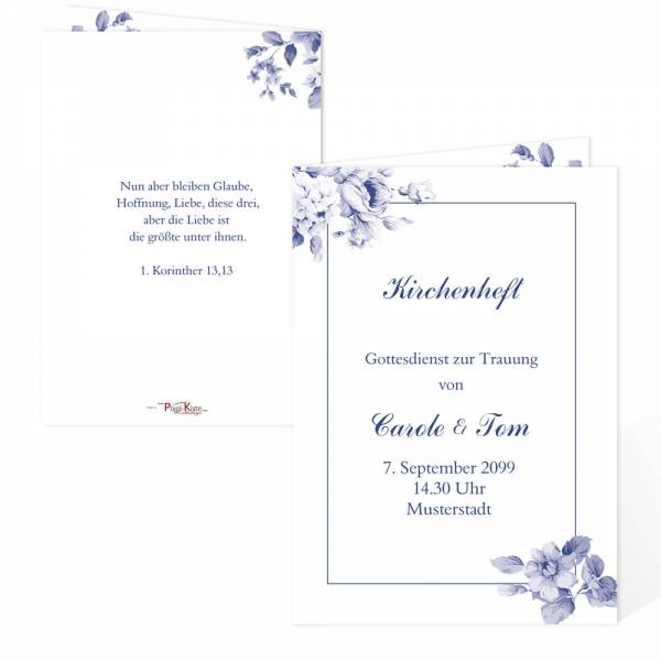 Einladungen Hochzeit Pocketfold Indian blue "Carol & Tom"