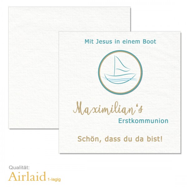 Servietten Kommunion "Mit Jesus im Boot" Airlaid drucken