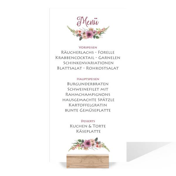 Menükarten Getränkekarten florales Design "Carla & Nikolas"