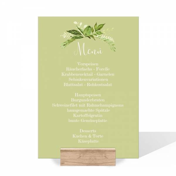 Menükarten zur Hochzeit Greenery Wedding online bestellen