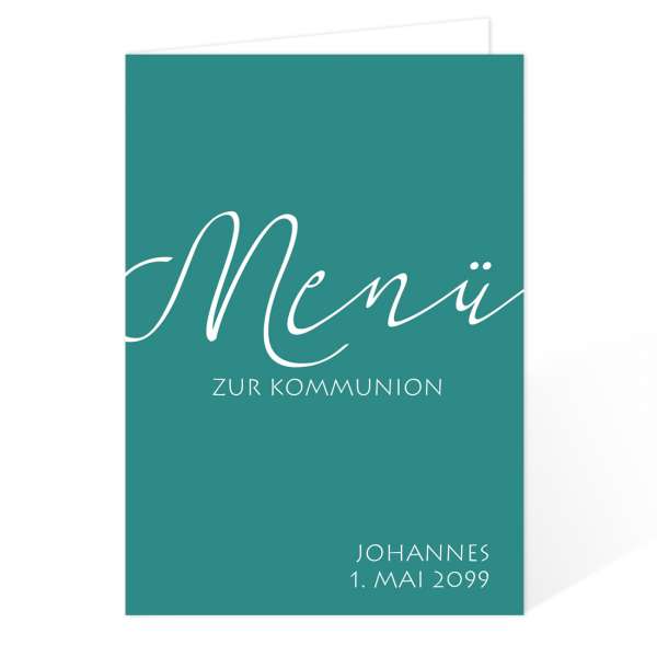 Menükarten zur Konfirmation Kommunion "elegant" drucken lassen