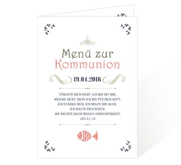 Menükarten Vintage für Kommunion Konfirmation "Vintage"